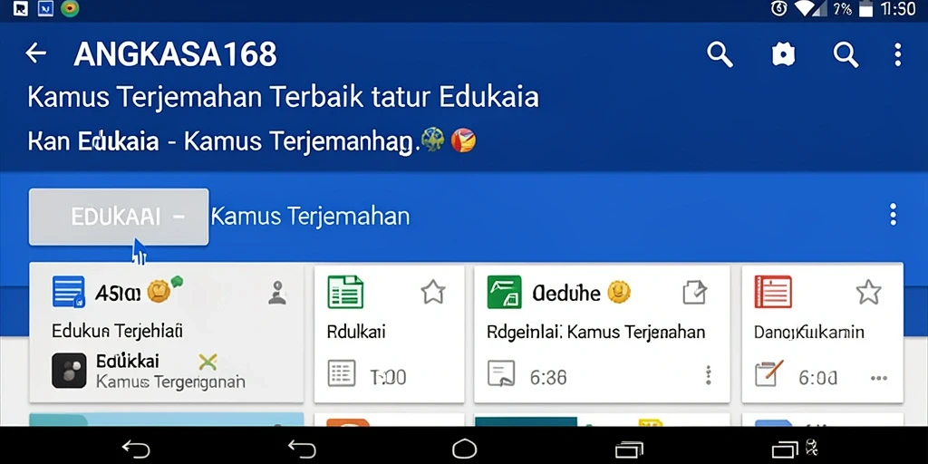 Screenshot antarmuka aplikasi Kamus Terjemahan ANGKASA168 yang user-friendly.