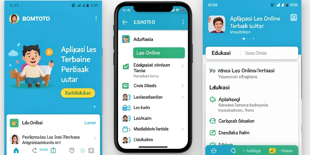 Antarmuka aplikasi Les Online yang sederhana dan menarik.
