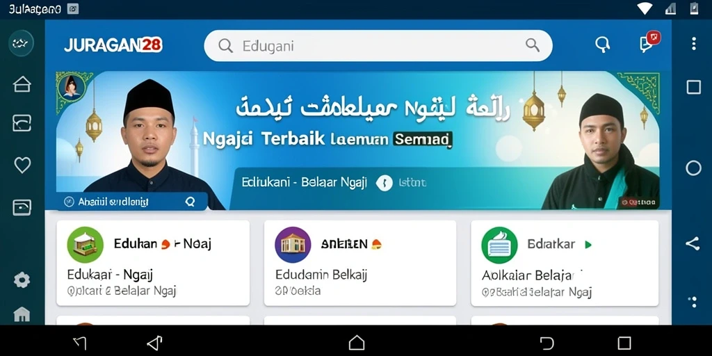 Antarmuka pengguna JURAGAN28 yang jelas dan sederhana untuk belajar ngaji.