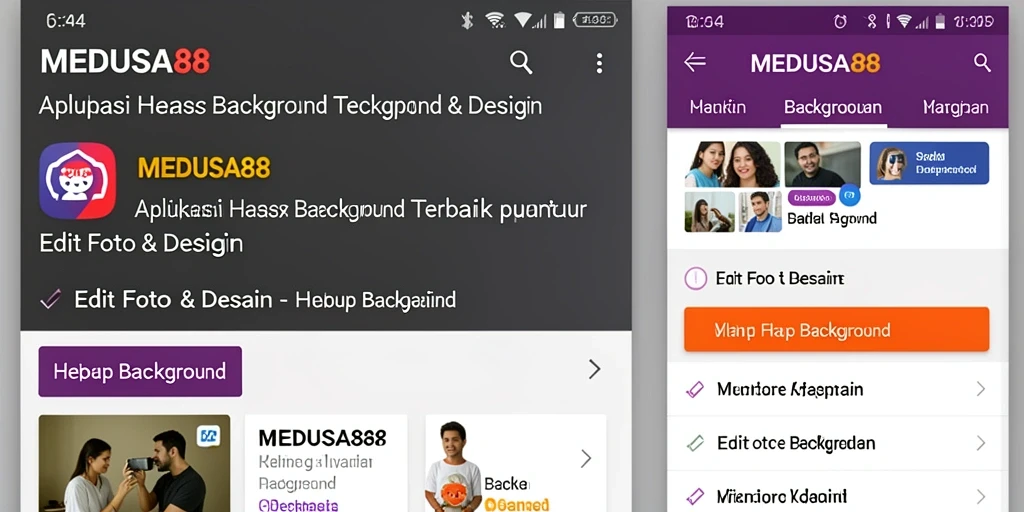 Tampilan aplikasi MEDUSA88 dengan fungsi Hapus Background yang user-friendly.