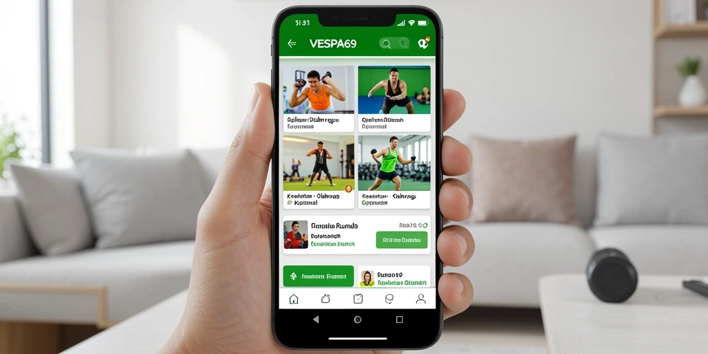 Tampilan antarmuka VESPA69 yang user-friendly untuk olahraga di rumah.